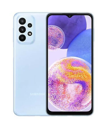 Samsung Galaxy A23 5G smartphone with 6.6-inch display, quad rear camera, 5000mAh battery, and 5G connectivity